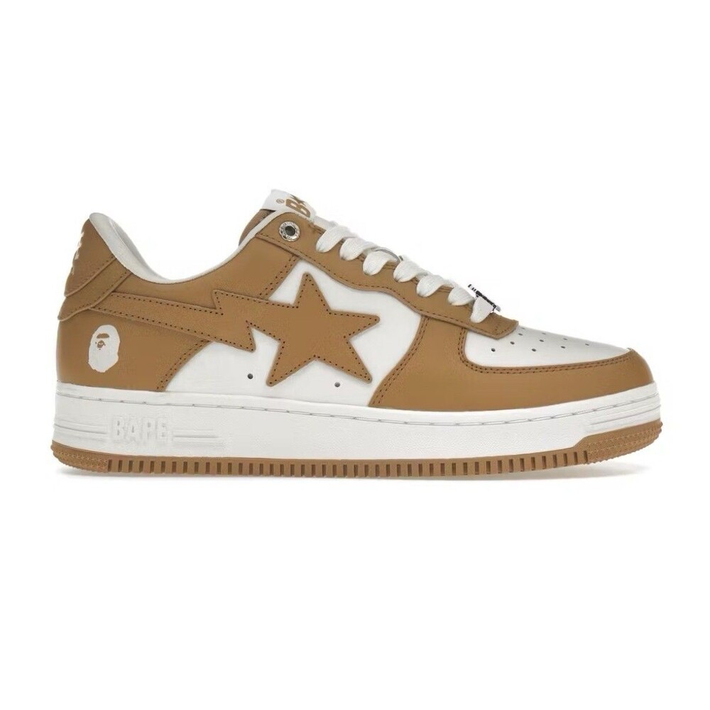 A Bathing Ape BAPE STA Beige White Men's US 11 Low Top Lace Up Sneakers